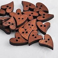 Heart Shaped Scrapbook Scraft Sewing DIY Wooden Buttons(10 PCS)