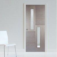 Hermes Chocolate Grey Internal Door 2L with Clear Safety Glass - Prefinished