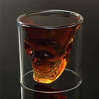 Heat Resistant Double Wall Transparent Creative Scary Skull Head Novelty Drinkware Whiskey Wine Vodka Shot Glass Cup