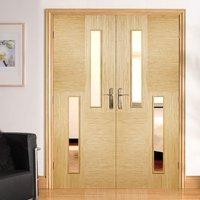 Hermes Oak 2L Door Pair with Clear Safety Glass - Prefinished