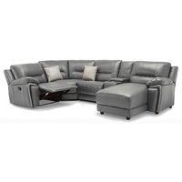 Henry Electric Leather Reclining Corner Sofa Grey Right