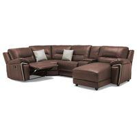 Henry Manual Leather Reclining Corner Sofa Brown Right