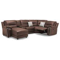 Henry Manual Leather Reclining Corner Sofa Brown Left