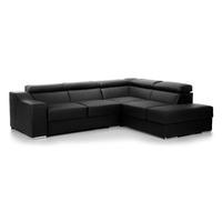 Henderson Faux Leather Corner Sofa Right Hand Black