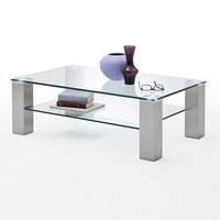 Hemsby Glass Coffee Table Rectangular In Clear With Metal Legs