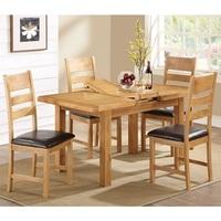 Heaton Wooden Extendable Dining Set In Solid Oak With 4 Chairs