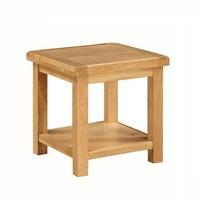 Heaton Wooden End Table In Solid Oak With Undershelf