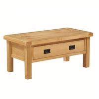 Heaton Wooden Small Coffee Table In Solid Oak With 1 Drawer