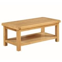 Heaton Wooden Large Coffee Table In Solid Oak With Undershelf