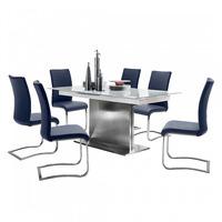 Helio Extendable Glass Dining Table With 6 Arco Black Chairs