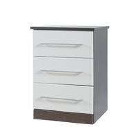 heaven 3 drawer high gloss chest in dark wood and white wood