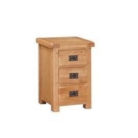 Heaton Wooden Bedside Cabinet In Solid Oak With 3 Drawers