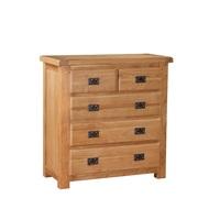 Heaton Wooden Chest Of Drawers In Solid Oak With 5 Drawers