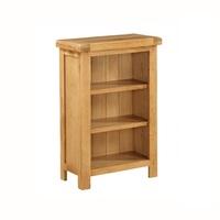 Heaton Wooden Low Slim Bookcase In Solid Oak With 3 Compartments