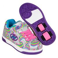 Heelys Dual Up HX2 Childrens Kids Wheel Skating Shoes (1 UK, Silver/Purple/Rainbow)