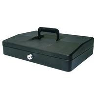 Helix 12 inch Sloping Cash Box with Multi Compartment Coin Separator Tray - Black