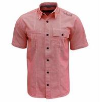 Henleys Men\'s Gingham Check Casual Regular Plus Size Shirt Top tomato red