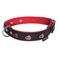 Heim Paw Print Dog Collar - Black & Red - Size 35