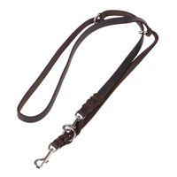 Heim Plaited Leather Double Dog Lead - Brown - 220cm