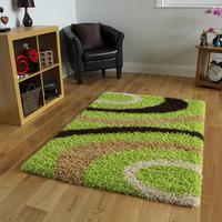 helsinki retro green shaggy rugs 180cm x 270cm