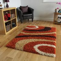 Helsinki Retro Terracotta Shaggy Rugs 80cm x 150cm