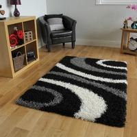 Helsinki Retro Black Shaggy Rugs 160cm x 220cm