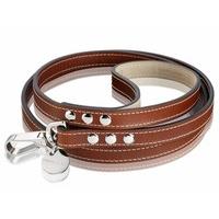 Hennessy & Sons Hand Made Royal British Saddle Leather Dog Lead with White Stitching, 118 x 1.2 x 0.3 cm, 138 g, Red/ Brown