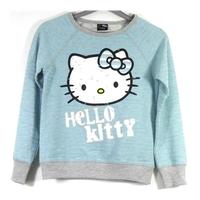 hello kitty for george 8 9years girls blue and grey stripey sweatshirt