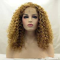 heat resistant synthetic lace front wig kinky curly hair blonde 27 col ...