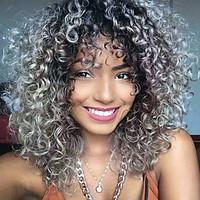 heat resistant synthetic lace front wigs kinky curly hair black root g ...