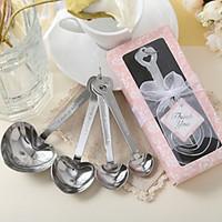 heart shaped measuring spoons in pink box wedding favor