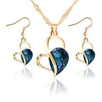 Heart Shaped Crystal Earrings Necklace Set Beautiful Bride Jewelry Set