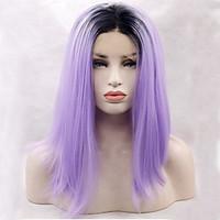 heat resistant synthetic lace front wig long straight hair black root  ...