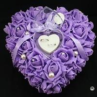 Heart Shape Rose Flower Pearl Ring Box Pillow for Wedding (262613cm) Peacock Wedding