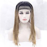 Heat Resistant Braided Synthetic Lace Front Wig Black Root Two Tone Ombre Black/Blonde Synthetic Hair Fiber Wigs For Woman