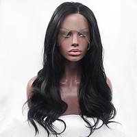Heat Resistant Synthetic Lace Front Wigs Body Wave Hair Black Color Synthetic Hair Fiber Wigs For Fashion Woman