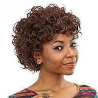 Heat Resistant Cheap Fake Hair Wig Short Curly Brown Synthetic Wigs