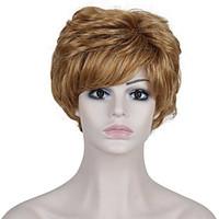 Heat Resistant Cheap Fake Hair Wig Short Light Brown Synthetic Wigs for Women