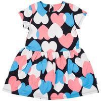 heart print kids dress blue quality kids boys girls