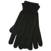 heat holders ladies cable knit winter cosy soft thermal gloves black