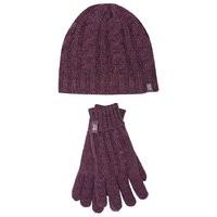 Heat Holders knitted fleece lined thermal soft hat and glove gift set - Purple