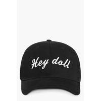 Hey Doll Slogan Baseball Cap - black