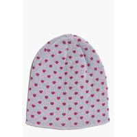 Heart Beanie Hat - grey