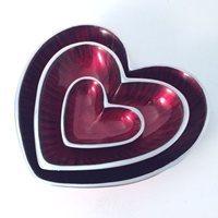 HEART DISH in Red and Silver - Medium