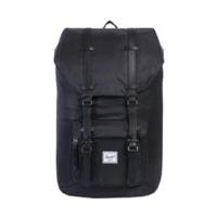 Herschel Little America Backpack black nylon/black dyed veggie tan leather (00949)
