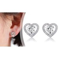 Heart Stud Earrings Made With Crystals from Swarovski
