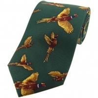 heritage 1845 silk tie flying pheasant green