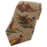 heritage 1845 printed silk tie pheasant