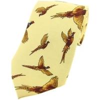 Heritage 1845 Silk Tie Flying Pheasant Pastel Yellow