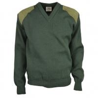 Heritage 1845 V Neck Wool Jumper, Olive Green, Medium